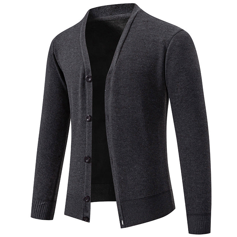 Men's lightweight fine knit cardigan with V-neck, concealed button placket and elastic ribbed cuffs Mune Fashion
