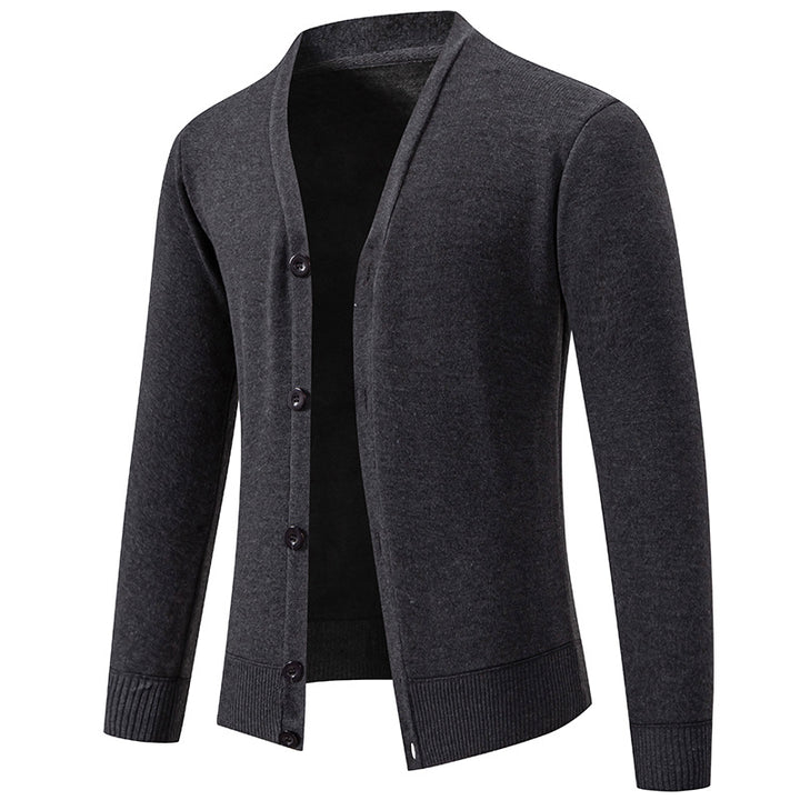 Men's lightweight fine knit cardigan with V-neck, concealed button placket and elastic ribbed cuffs Mune Fashion