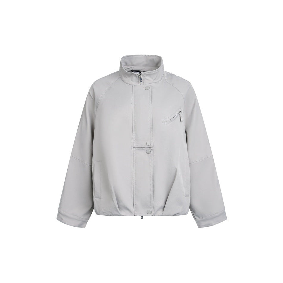 Unisex Short Cut Minimalist Boxy Jacket with High Funnel Neck and Concealed Front Placket Mune Fashion
