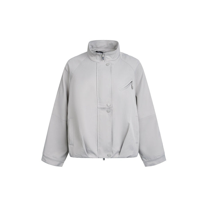 Unisex Short Cut Minimalist Boxy Jacket with High Funnel Neck and Concealed Front Placket Mune Fashion