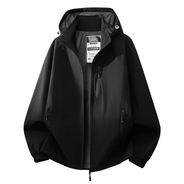 Men's lightweight water-repellent hooded softshell jacket with mesh lining, zip pockets & elastic cuffs Mune Fashion