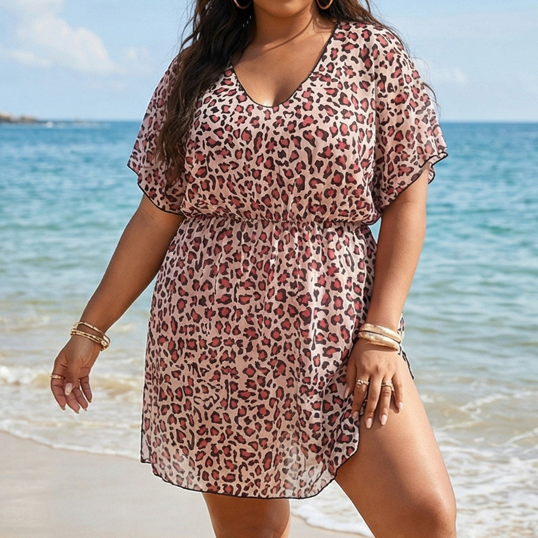 Women's airy beach cover-up with floral animal print Mune Fashion
