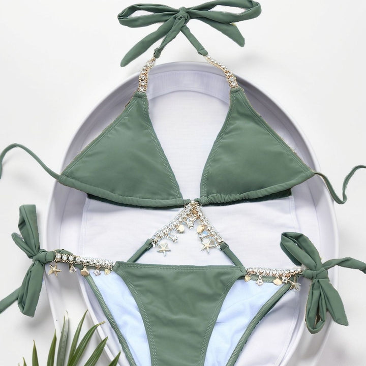 Women's triangle bikini with glamorous pendants Mune Fashion