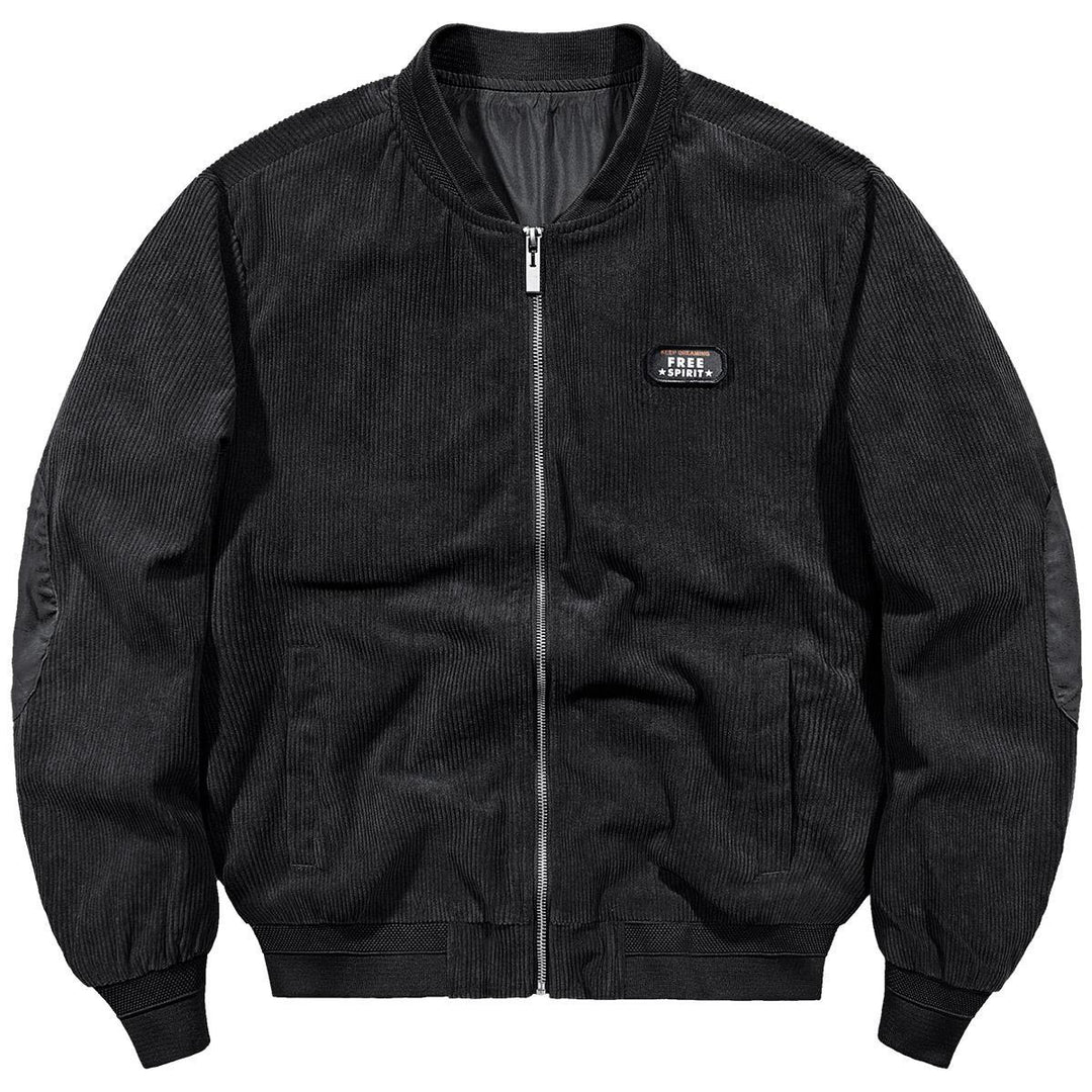 Men's corduroy bomber jacket with ribbed texture and badge detail Mune Fashion