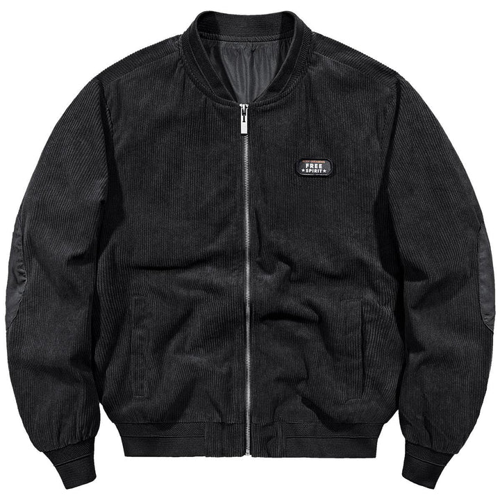 Men's corduroy bomber jacket with ribbed texture and badge detail Mune Fashion