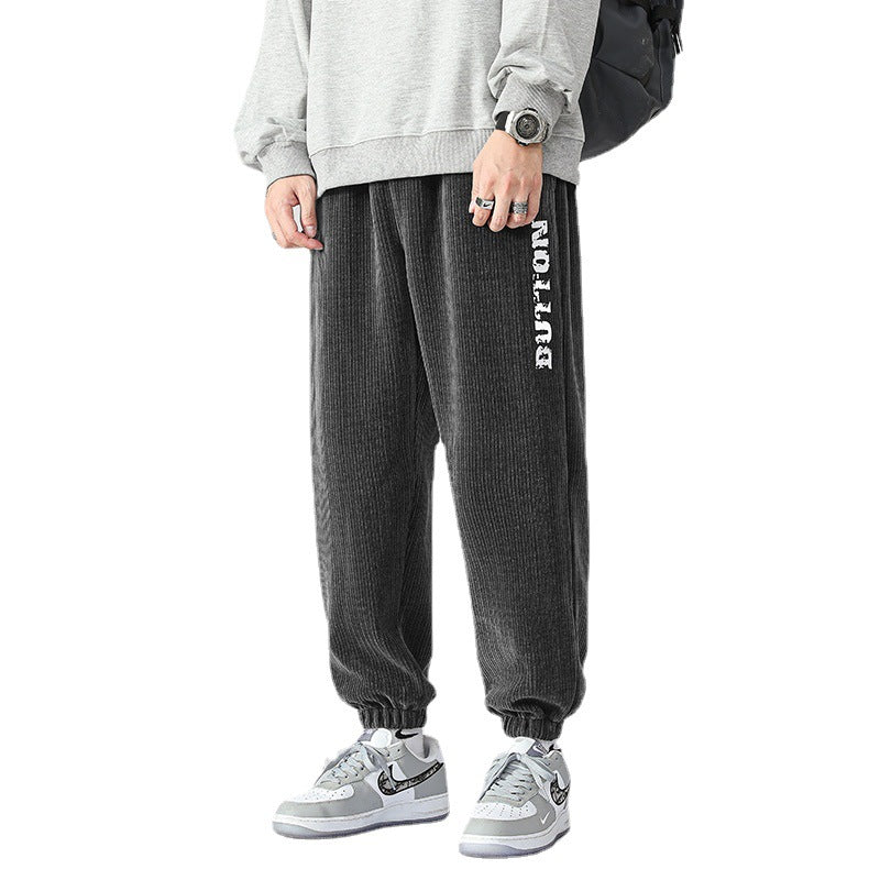 Men's cord jogger pants with wide rib structure, elastic waistband and cuffs Mune Fashion