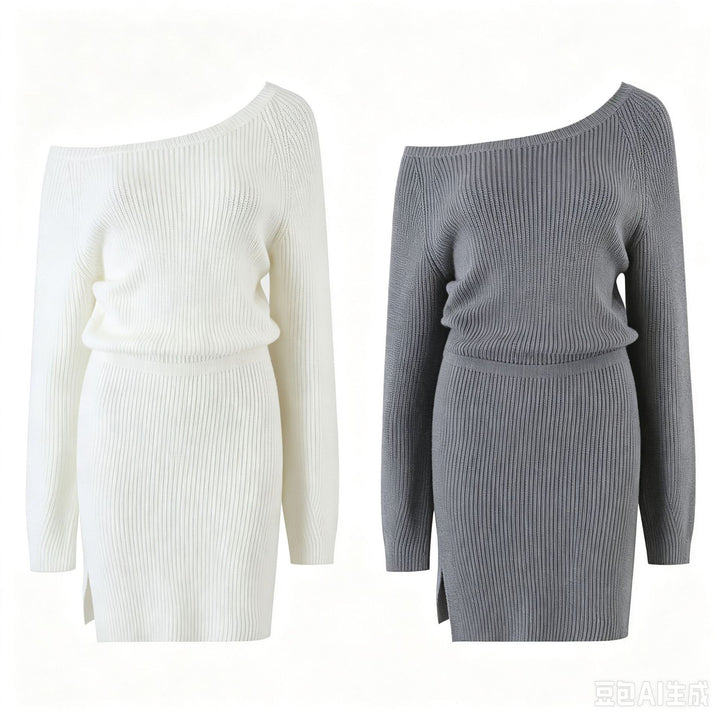 Women's Bodycon Ribbed Mini Dress with One-Shoulder Design and Waistband