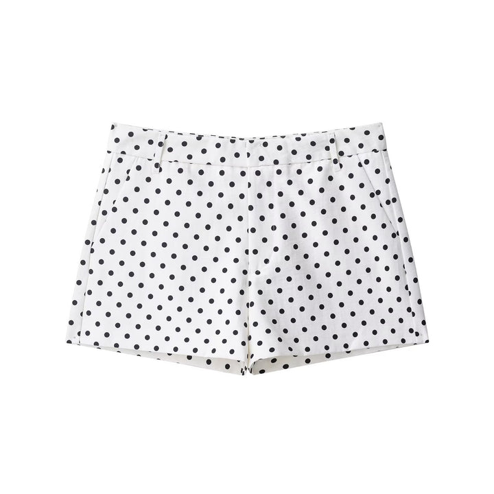 Women's wide High-Waist flared trousers with polka dot print and elastic waistband Mune Fashion