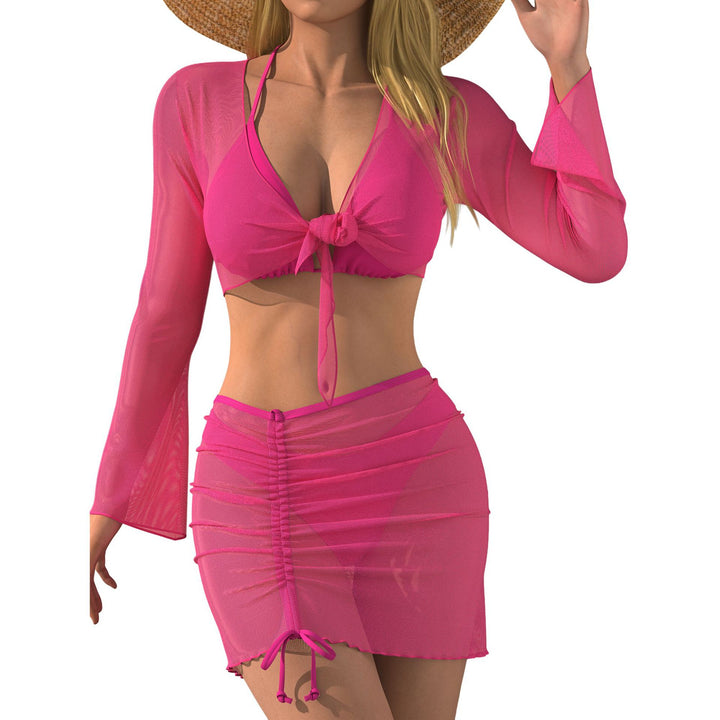 Women's Beach Outfit with Transparent Blouse Mune Fashion