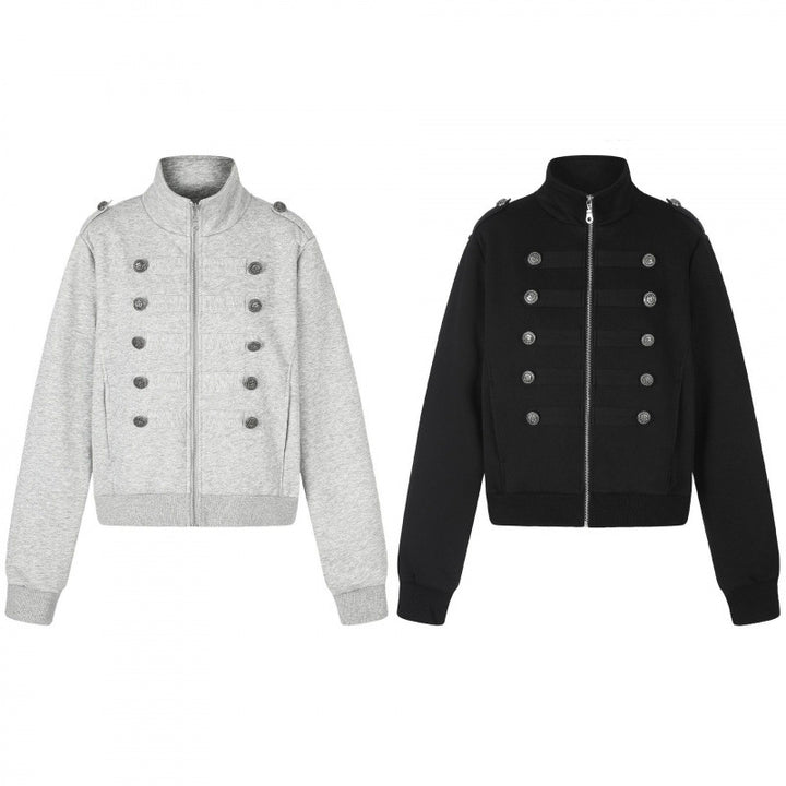 Unisex Sweat Jacket in Military Look with Double Button Placket Mune Fashion