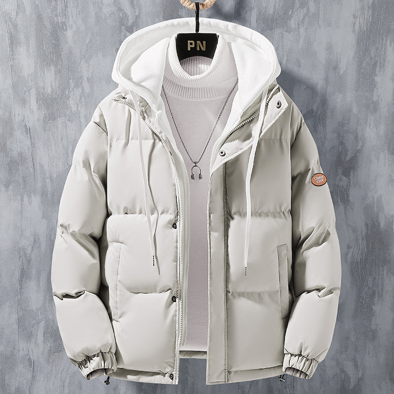 Men's padded quilted jacket with two-layer hood, two-way zipper and windproof outer shell Mune Fashion
