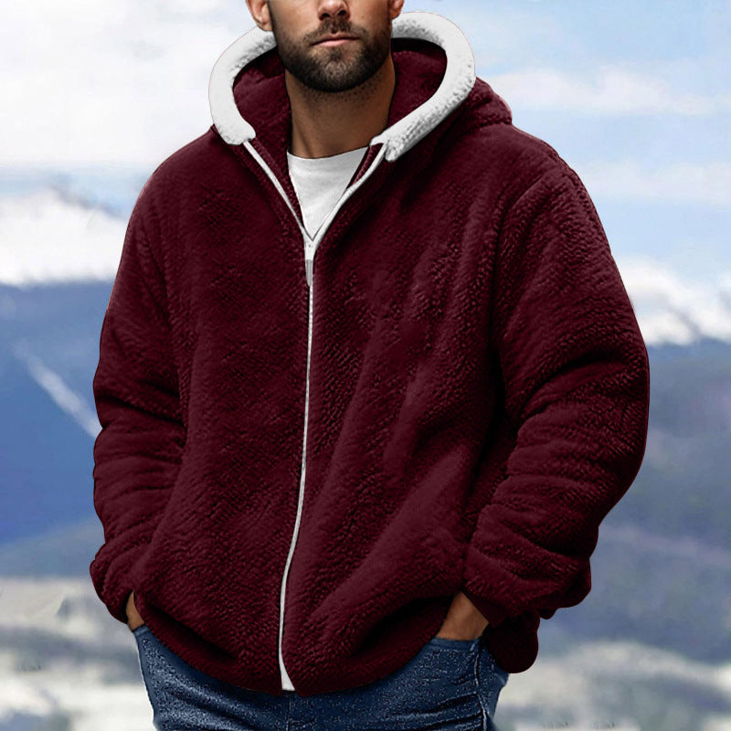 Men's Cozy Teddy Fleece Zip-Up Hoodie with Oversized Fit Mune Fashion