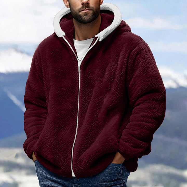Men's Cozy Teddy Fleece Zip-Up Hoodie with Oversized Fit Mune Fashion