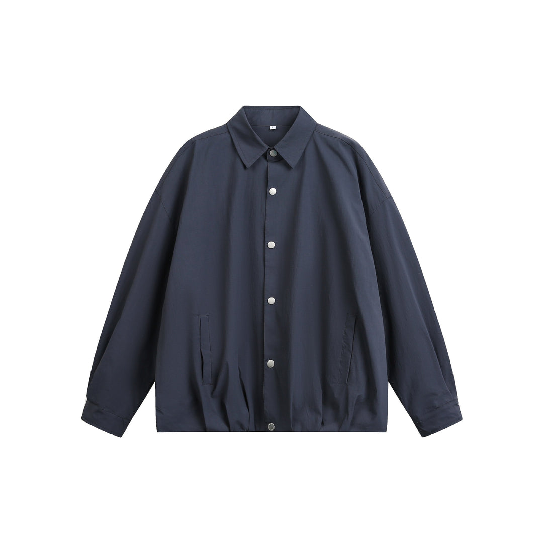 Men's Oversize Coach Jacket with Snap Button Closure and Straight Hem Mune Fashion