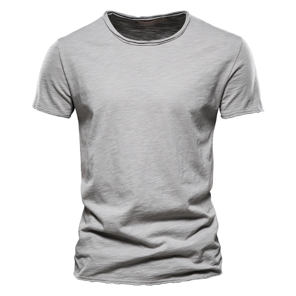 Men's light cotton jersey short-sleeve shirt with V-neck and slim fit Mune Fashion