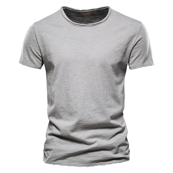 Men's light cotton jersey short-sleeve shirt with V-neck and slim fit Mune Fashion