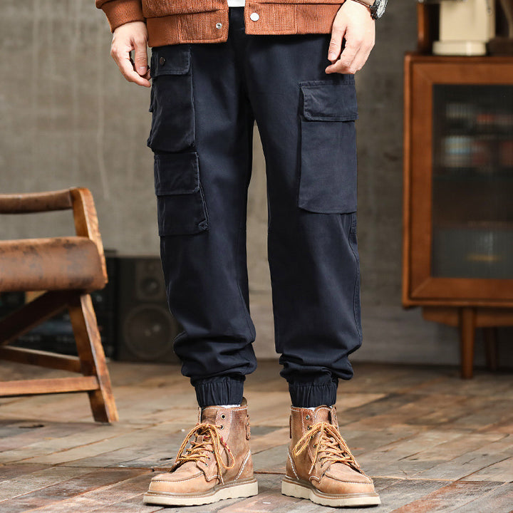 Men's Utility Cargo Joggers with Reinforced Leg Pockets and Elastic Ankle Cuff Mune Fashion
