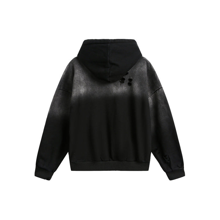 Unisex Oversize Hoodie with Half Zipper, Distressed Details and Kangaroo Pocket Mune Fashion