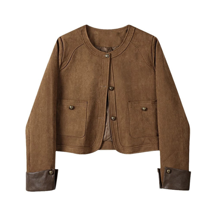 Women's Fashionable Suede Jacket with Pockets Mune Fashion