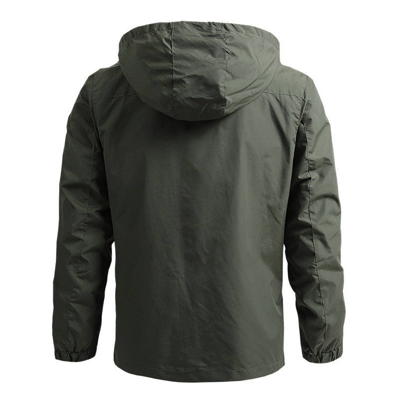 Men's Ultra-Lightweight Trekking Hooded Jacket with Mesh Inner Lining, Chest Zip and Velcro Cuffs Mune Fashion