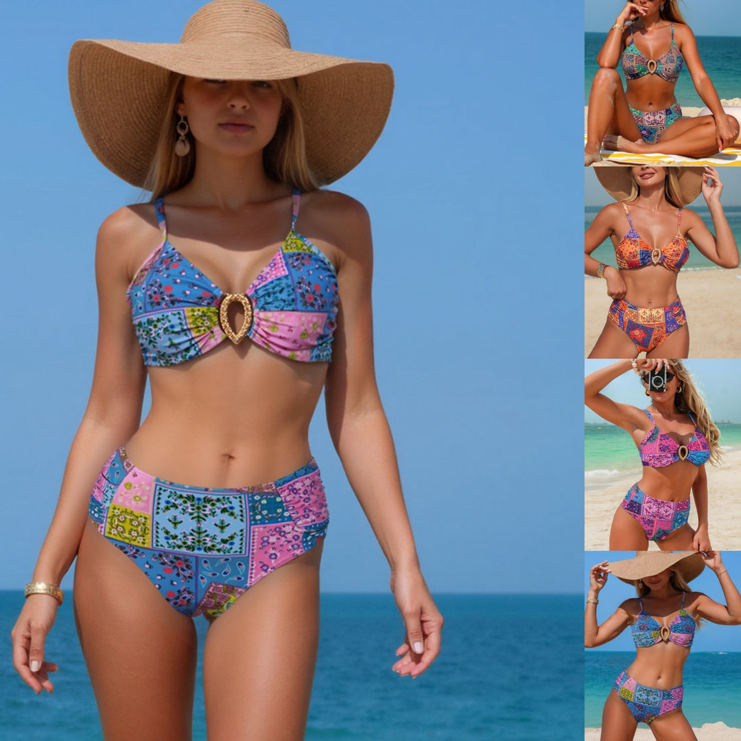 Women's High-Waisted Bikini with Playful Pattern Mune Fashion