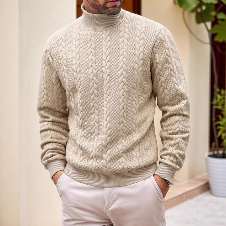 Men's High-Quality Knitted Sweater with Stand-Up Collar Mune Fashion
