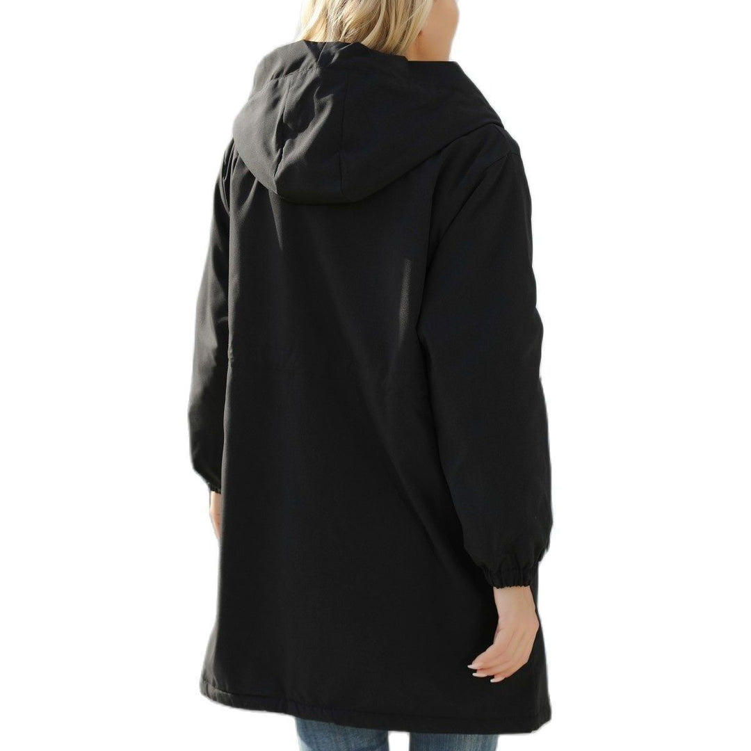 Women Hooded Midi Parka with Drawstring, Zipper & Elastic Cuffs Mune Fashion