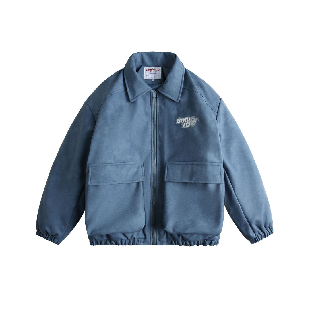 Men's Boxy Suede-Effect Blouson Jacket with Applied Flap Pockets Mune Fashion