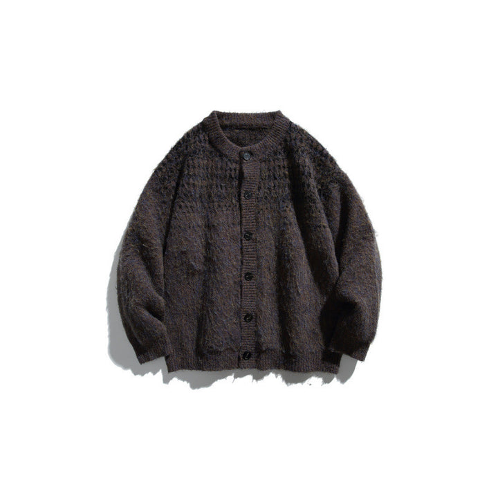 Women's Chunky Knit Oversized Cardigan in Mohair Look with Round Neckline and Button Placket Mune Fashion
