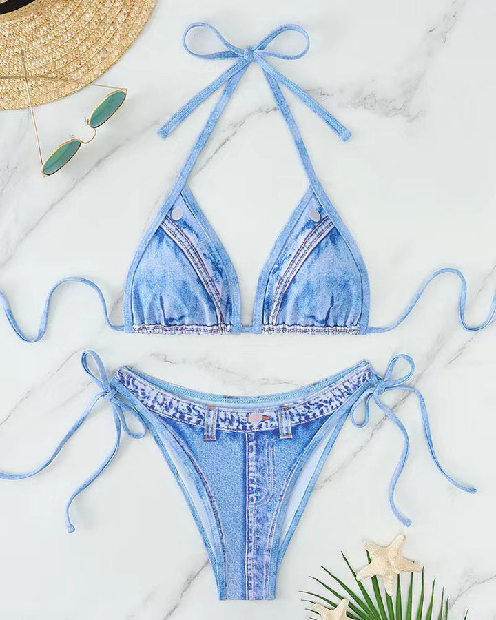 Damen Denim-Bikini mit modischem Schnitt Echo Archiv