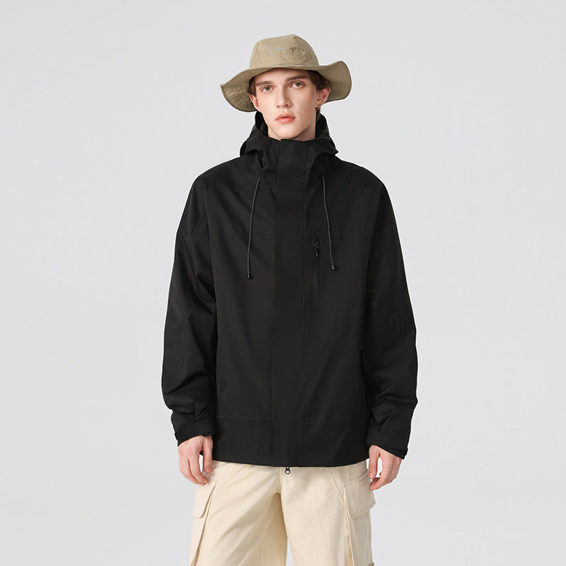 Men's Technical Rain and Softshell Jacket with Adjustable Hood and Chest Zip Mune Fashion