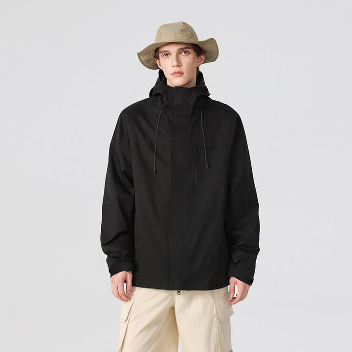 Men's Technical Rain and Softshell Jacket with Adjustable Hood and Chest Zip Mune Fashion