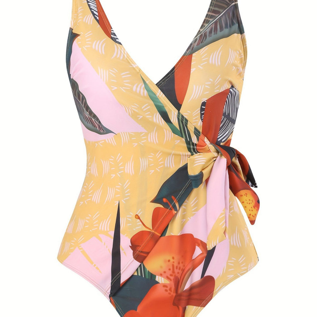 Women One-Piece Swimsuit with Elegant Wrap Skirt Mune Fashion