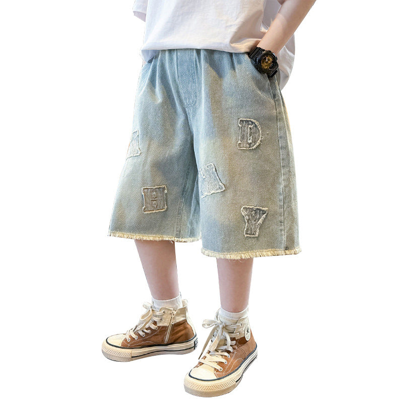 Unisex stylish denim shorts with unique lettering Mune Fashion