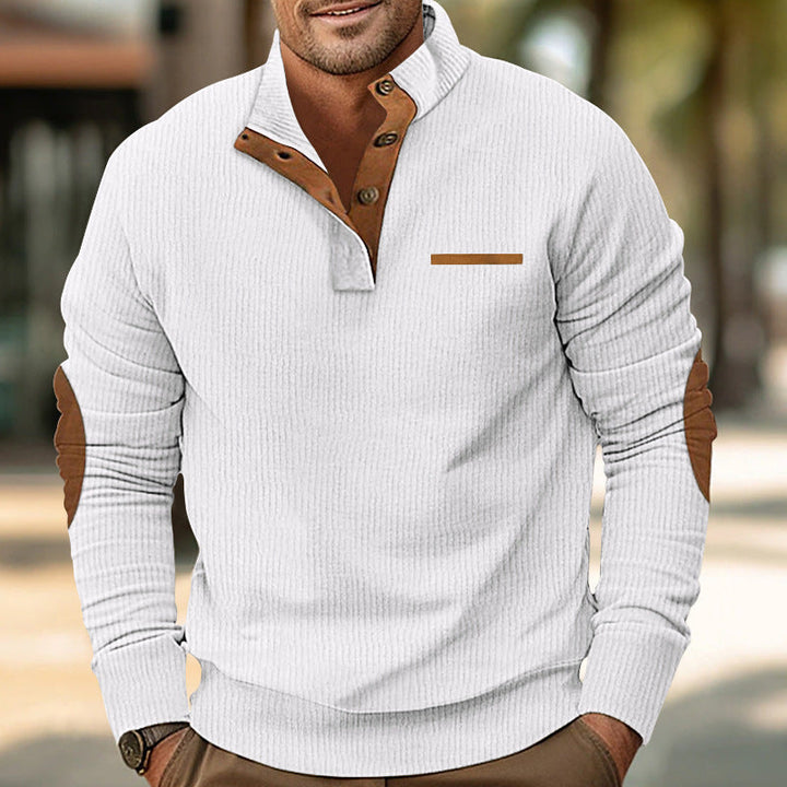 Men's Knit Sweater with Contrasting Design Elements Mune