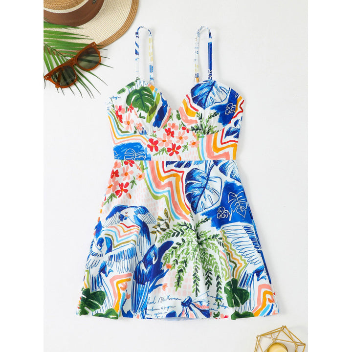 Women’s holiday dress with tropical pattern and flattering cut Mune Fashion