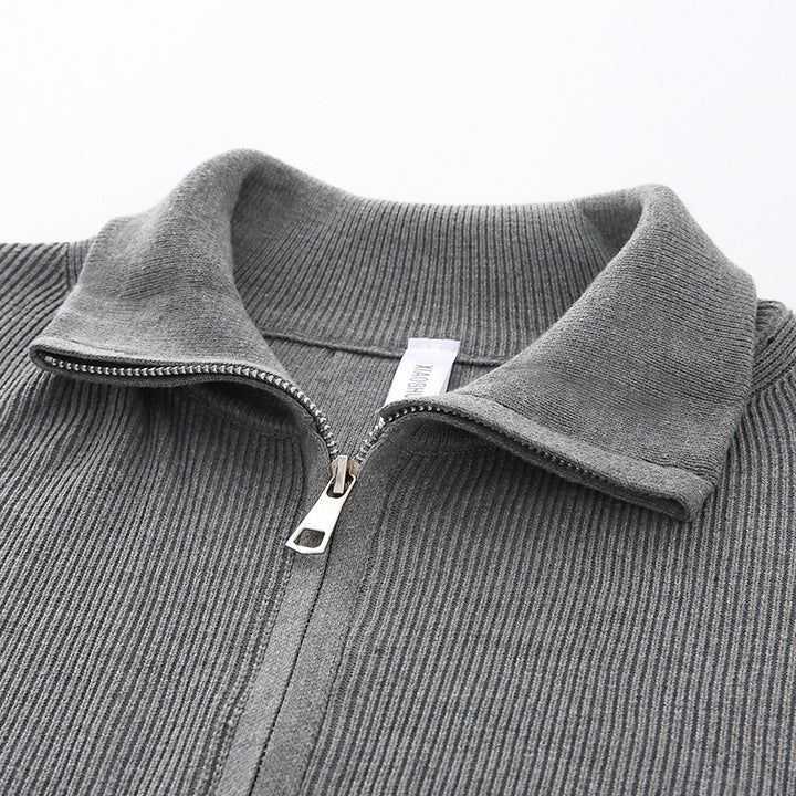 Women's Fashionable Cardigan with Stand-up Collar Mune Fashion
