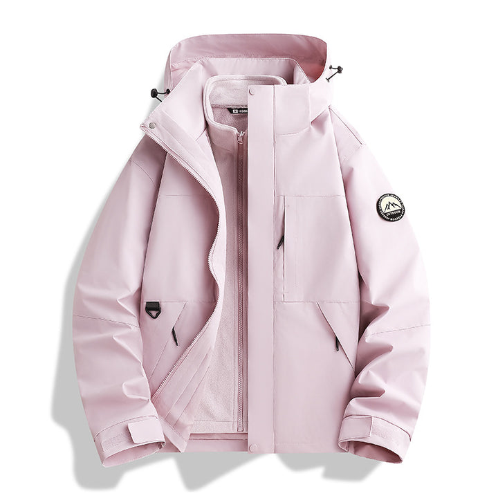 Women's Water-Repellent Parka with Removable Fleece Inner Jacket and Hood Mune Fashion