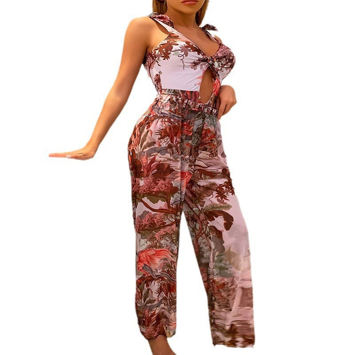Women Elegant Jumpsuit with Floral Pattern and Tailored Cut Mune Fashion