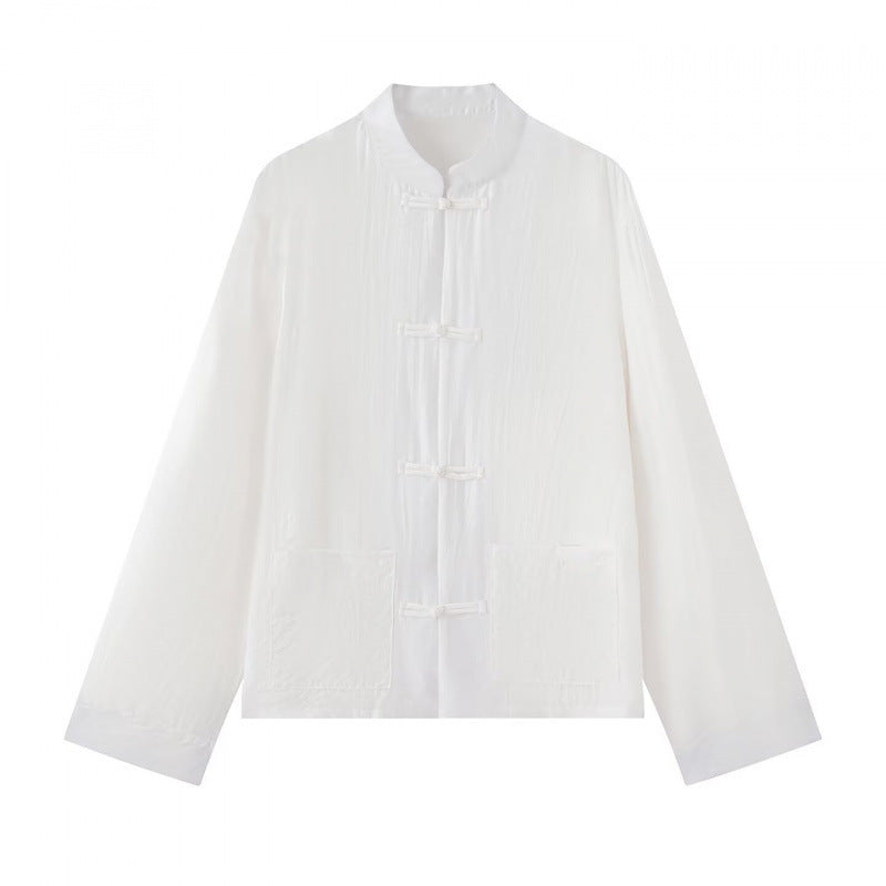 Unisex Lightweight Cotton Tunic with Stand-Up Collar and Traditional Frog Button Closure Mune Fashion