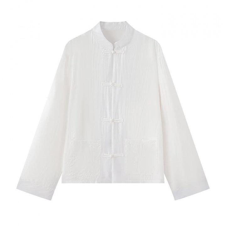 Unisex Lightweight Cotton Tunic with Stand-Up Collar and Traditional Frog Button Closure Mune Fashion