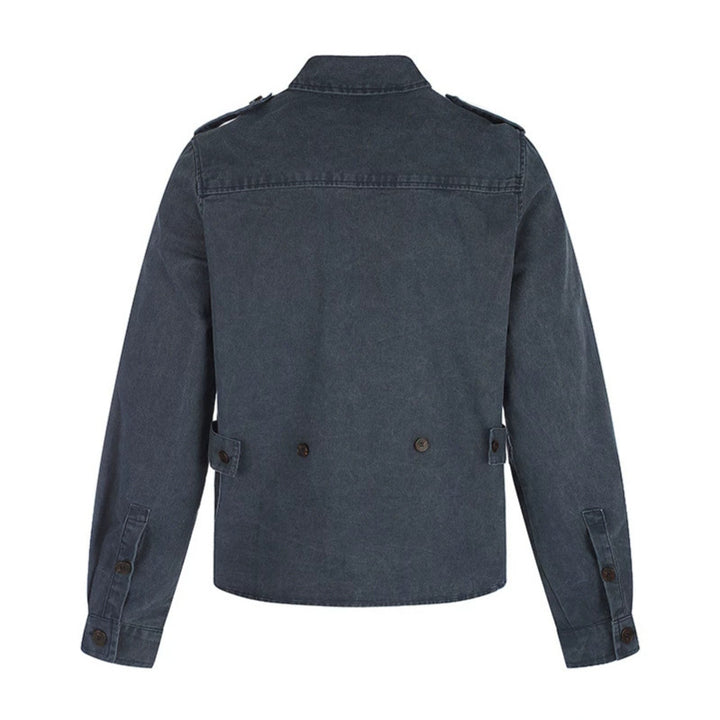 Women's Oversized Utility-Style Denim Shirt Jacket with Shoulder Straps and Patch Chest Pockets Mune Fashion