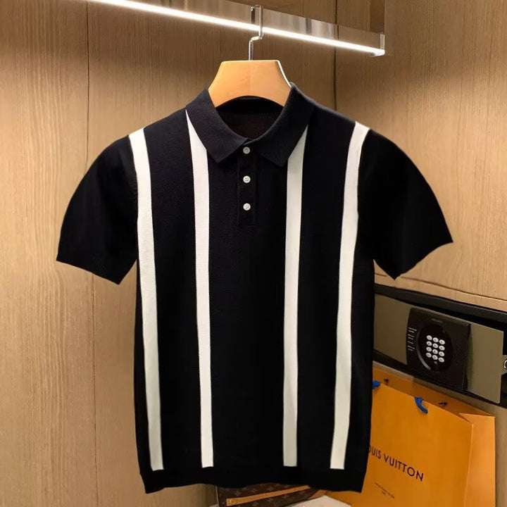 Men's Fashionable Polo Shirt with Stripes Mune Fashion