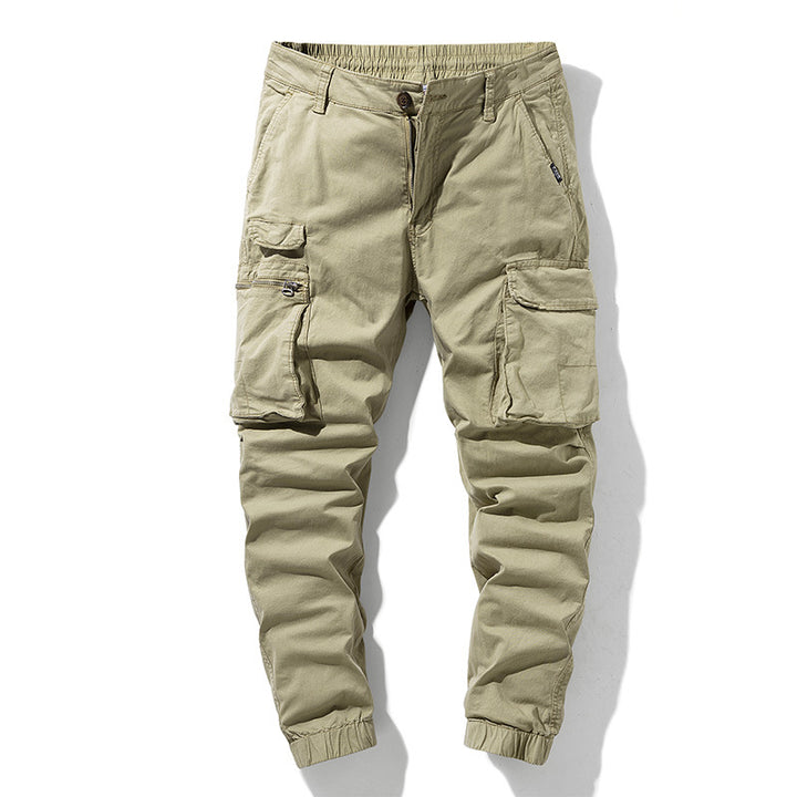 Herren Freizeits-Utility-Cargohose im Joggerstil mit teil-elastischem Bund und multifunktionalen Frontklappen Mune Fashion