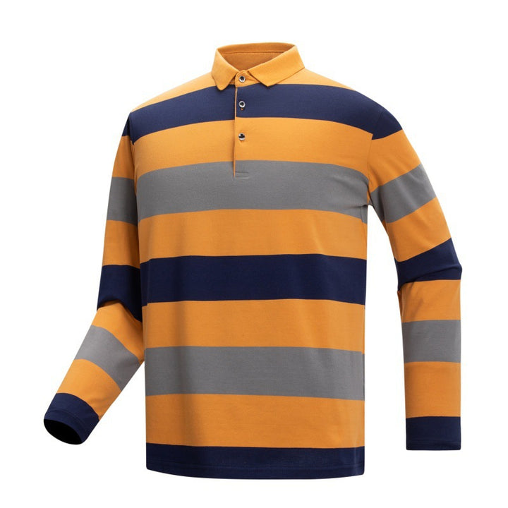 Men's Long Sleeve Polo Shirt with Stripes Mune Fashion