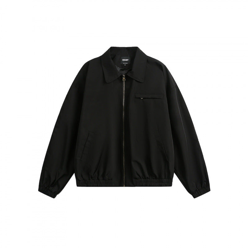 Unisex Boxy Overshirt Jacket with full-length zipper, elastic hem, and chest zipper pocket Mune Fashion