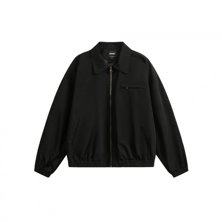 Unisex Boxy Overshirt Jacket with full-length zipper, elastic hem, and chest zipper pocket Mune Fashion