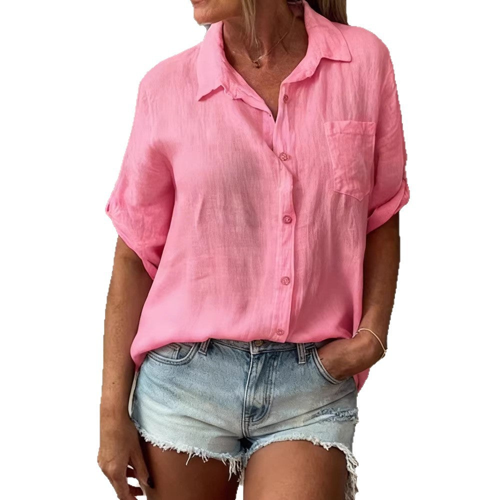 Ladies Summer Short Sleeve Blouse Mune Fashion