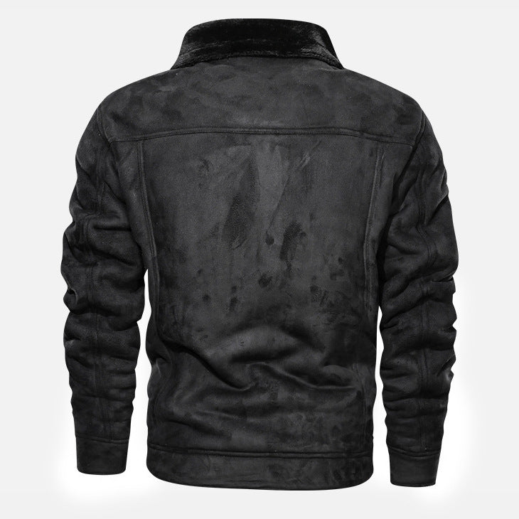 Men's faux sheepskin lined denim jacket with teddy lining and snap button placket Mune Fashion