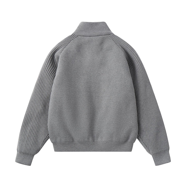 Unisex Knit Zip Jacket with Stand-Up Collar and Ribbed Sleeves Mune Fashion